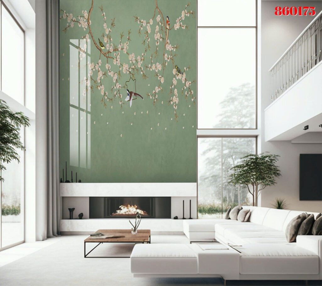 Tranh tráng gương 860175 — Anh đào lồng chim
