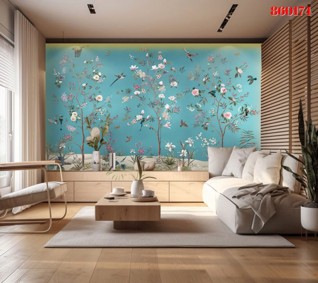 Tranh tráng gương 860174 — Cây hoa teal