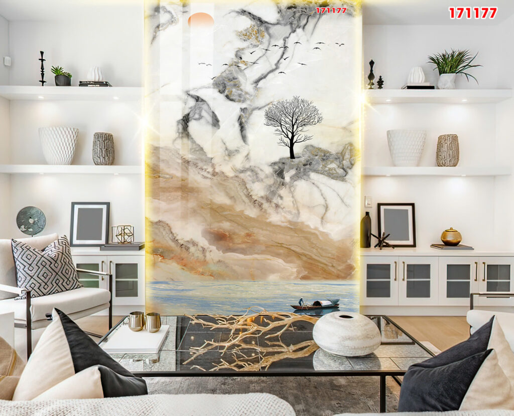 Tranh tráng gương 171177 — Cây thuyền tối giản