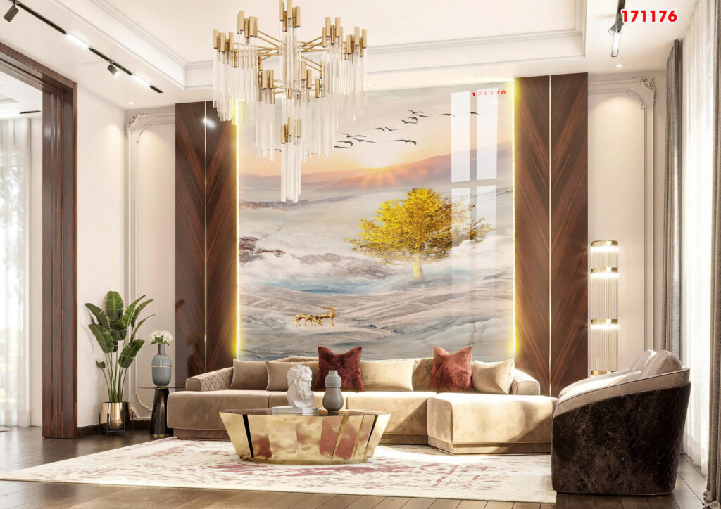 Tranh tráng gương 171176 — Cây vàng nai