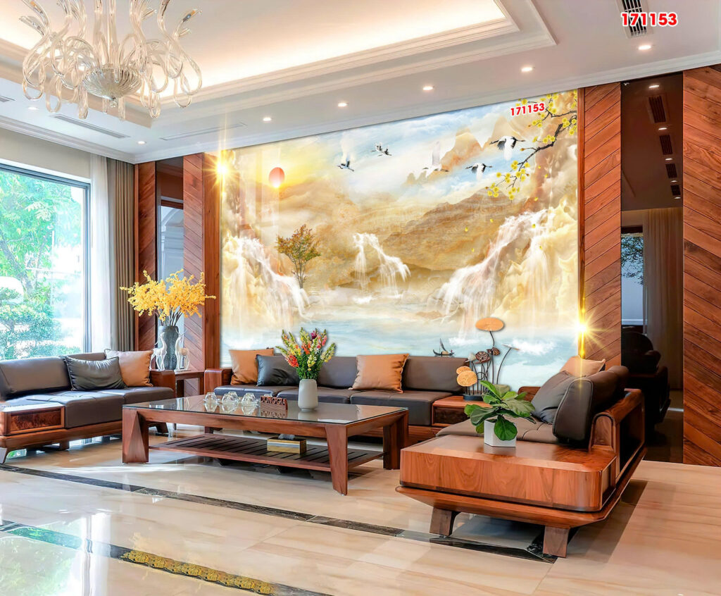 Tranh tráng gương 171153 — Thác hạc trắng