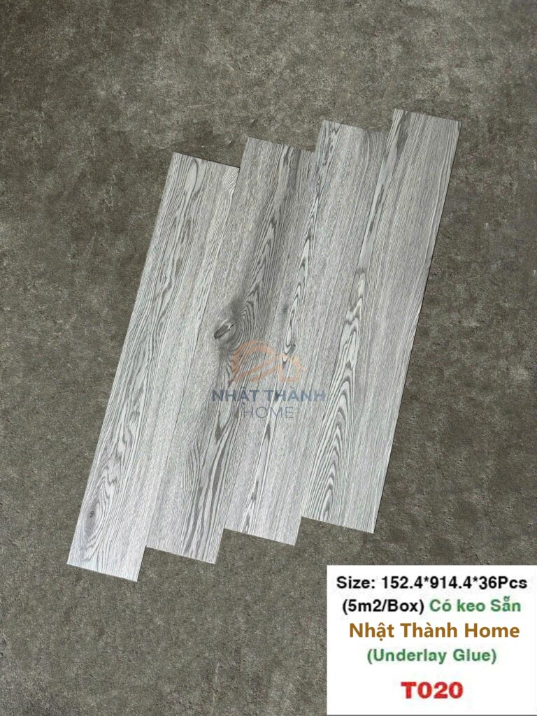 Sàn dán keo T020 — Gỗ xám nhạt