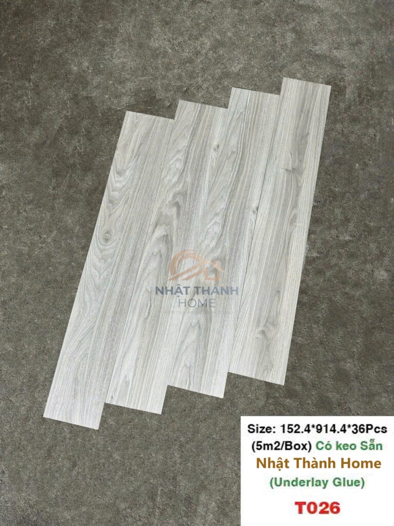 Sàn dán keo T026 — Gỗ trắng xám