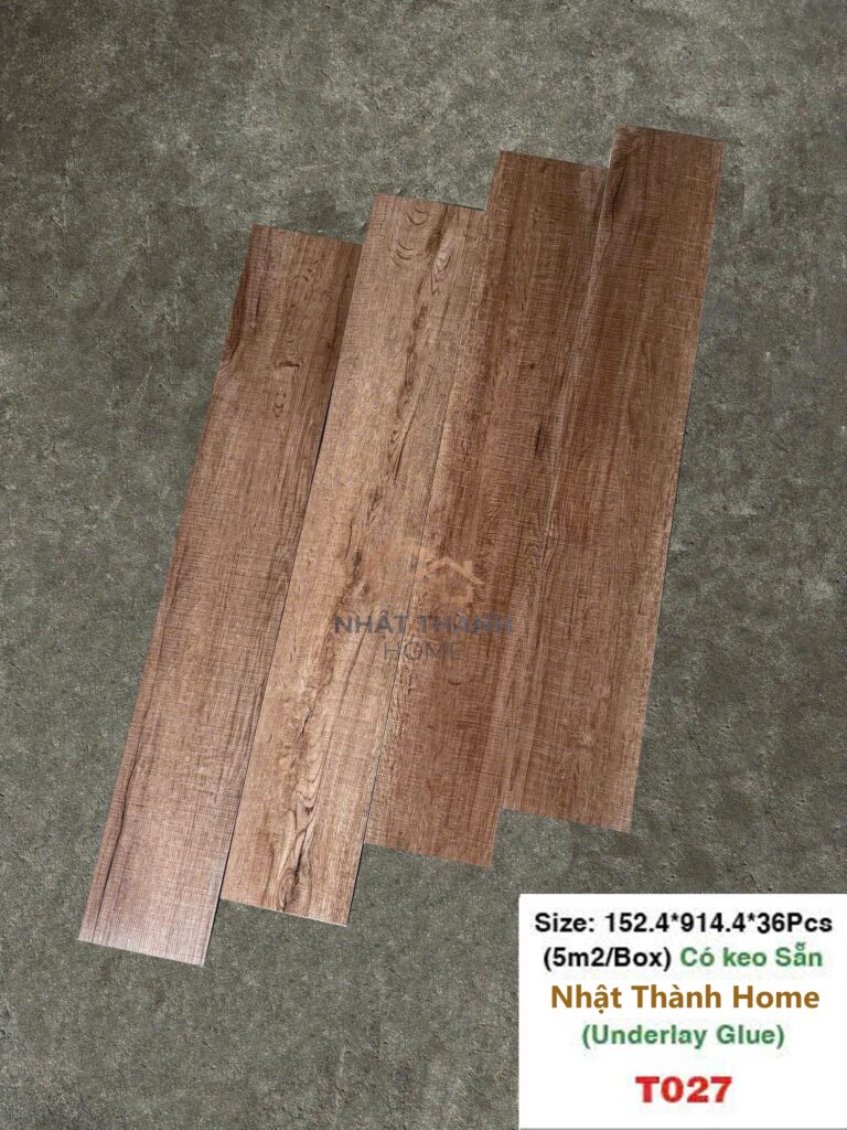 Sàn dán keo T027 — Gỗ nâu vừa