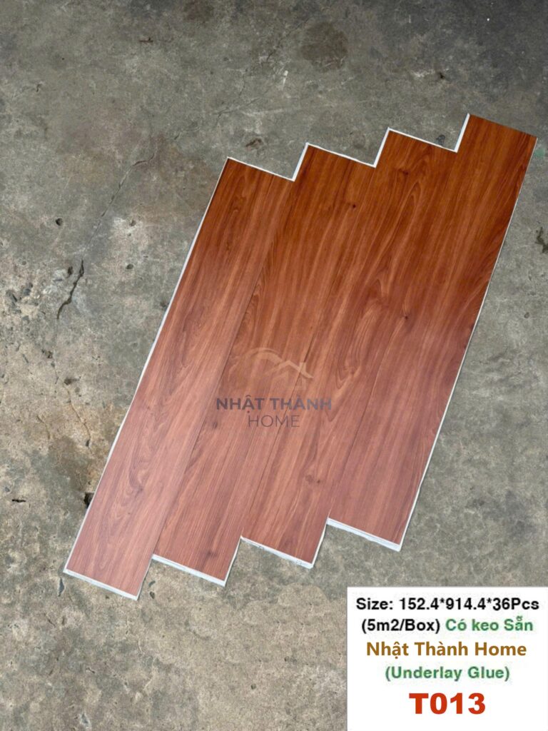 Sàn dán keo T013 — Gỗ đỏ nâu