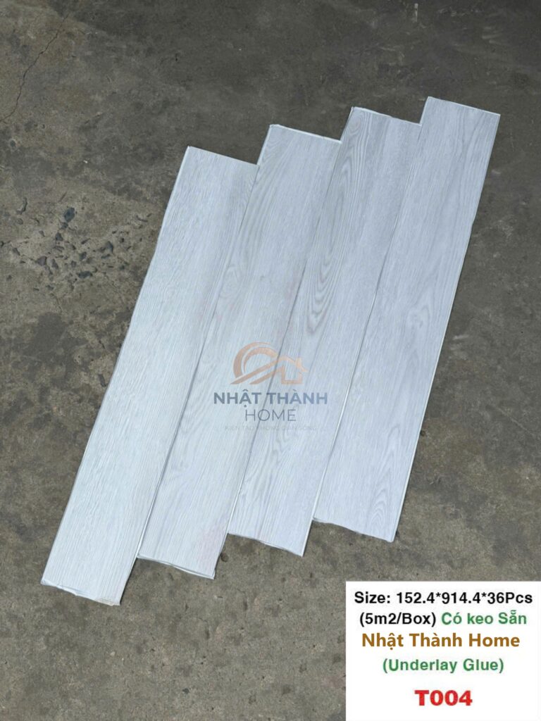 Sàn dán keo T004 — Trắng vân gỗ