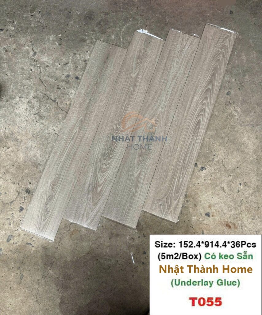 Sàn dán keo T055 — Gỗ xám be