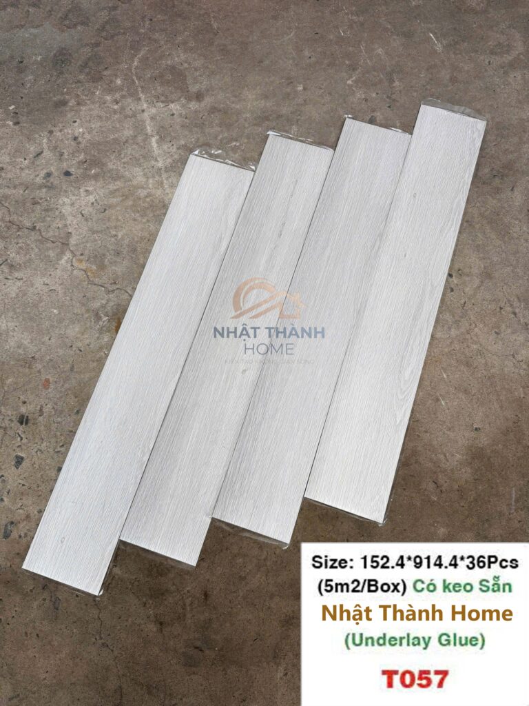 Sàn dán keo T057 — Trắng xám