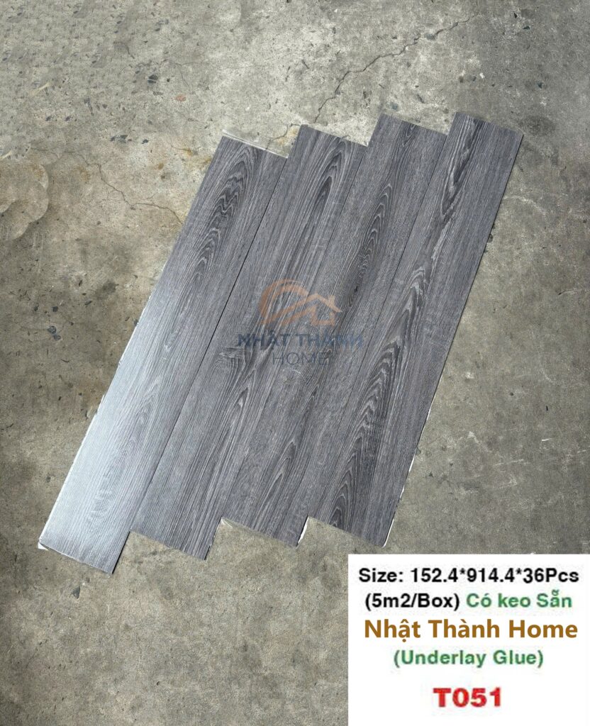 Sàn dán keo T051 — Xám đậm