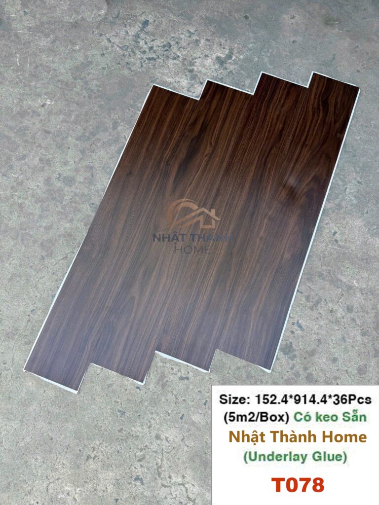 Sàn dán keo T078 — Gỗ nâu đậm