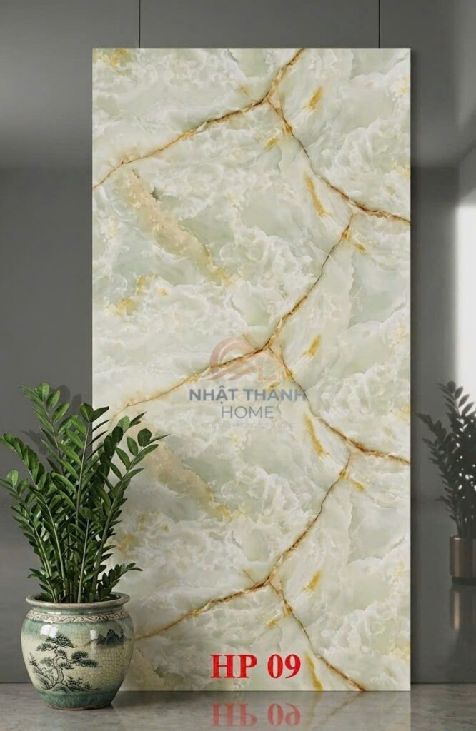 Tấm PVC vân đá Onyx kem vân vàng HP09