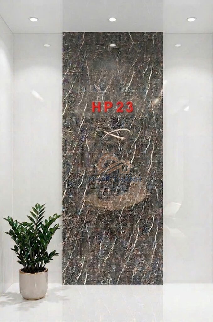 Tấm PVC vân đá Nâu đậm vân trắng HP23