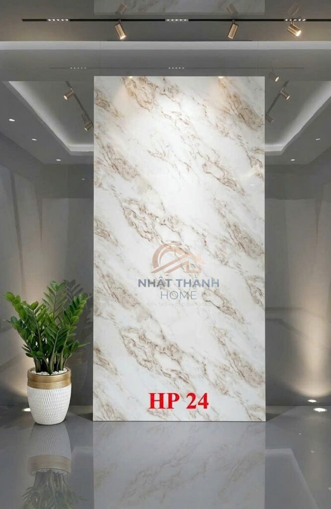 Tấm PVC vân đá Trắng vân đá nâu HP24