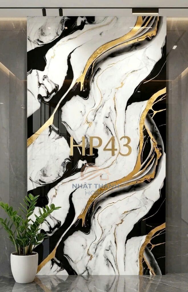 Tấm PVC vân đá Vân đá trắng đen vàng HP43