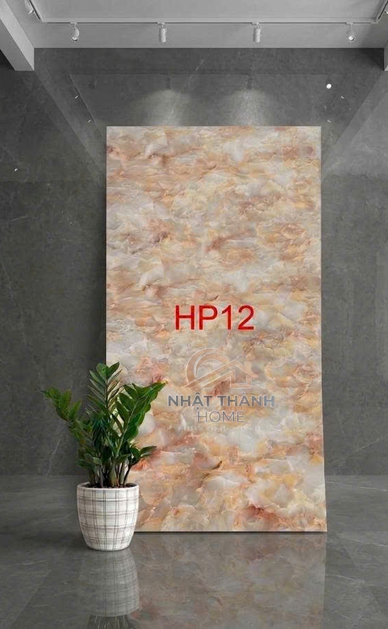 Tấm PVC vân đá Onyx kem hồng HP12