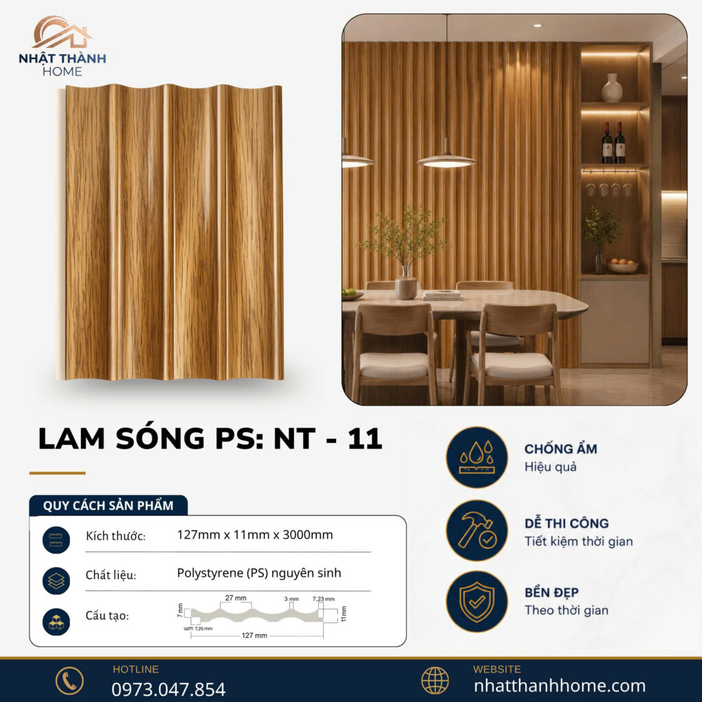 Lam sóng PS vân gỗ sáng NT-11