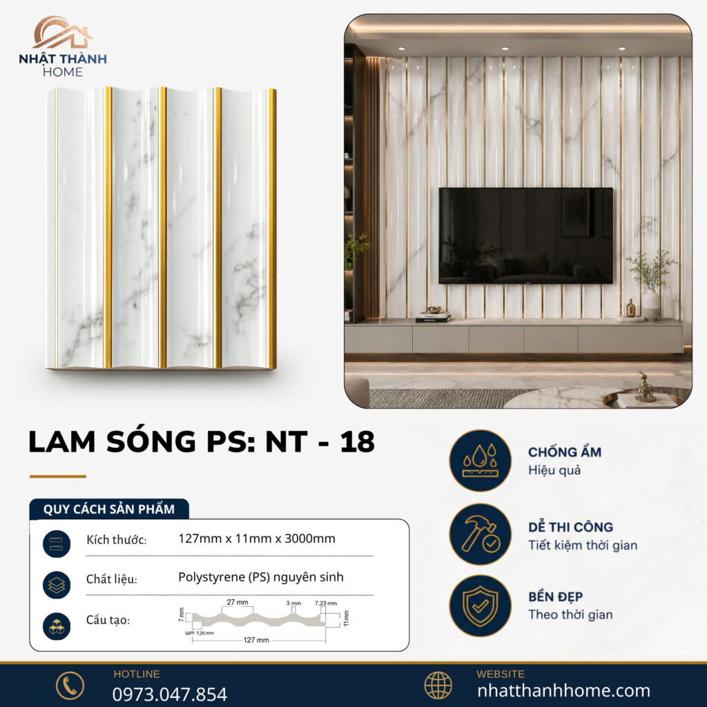 Lam sóng PS marble chỉ vàng NT-18