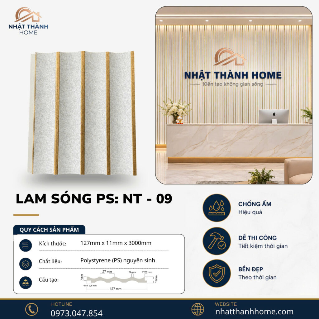 Lam sóng PS xám đá chỉ vàng NT-09