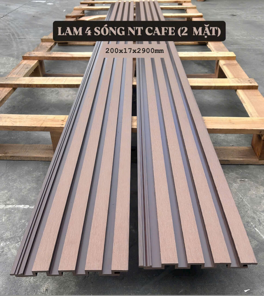 Lam 4 sóng 2 mặt 200×17×2900 mm tông Cafe — Nhật Thành Home