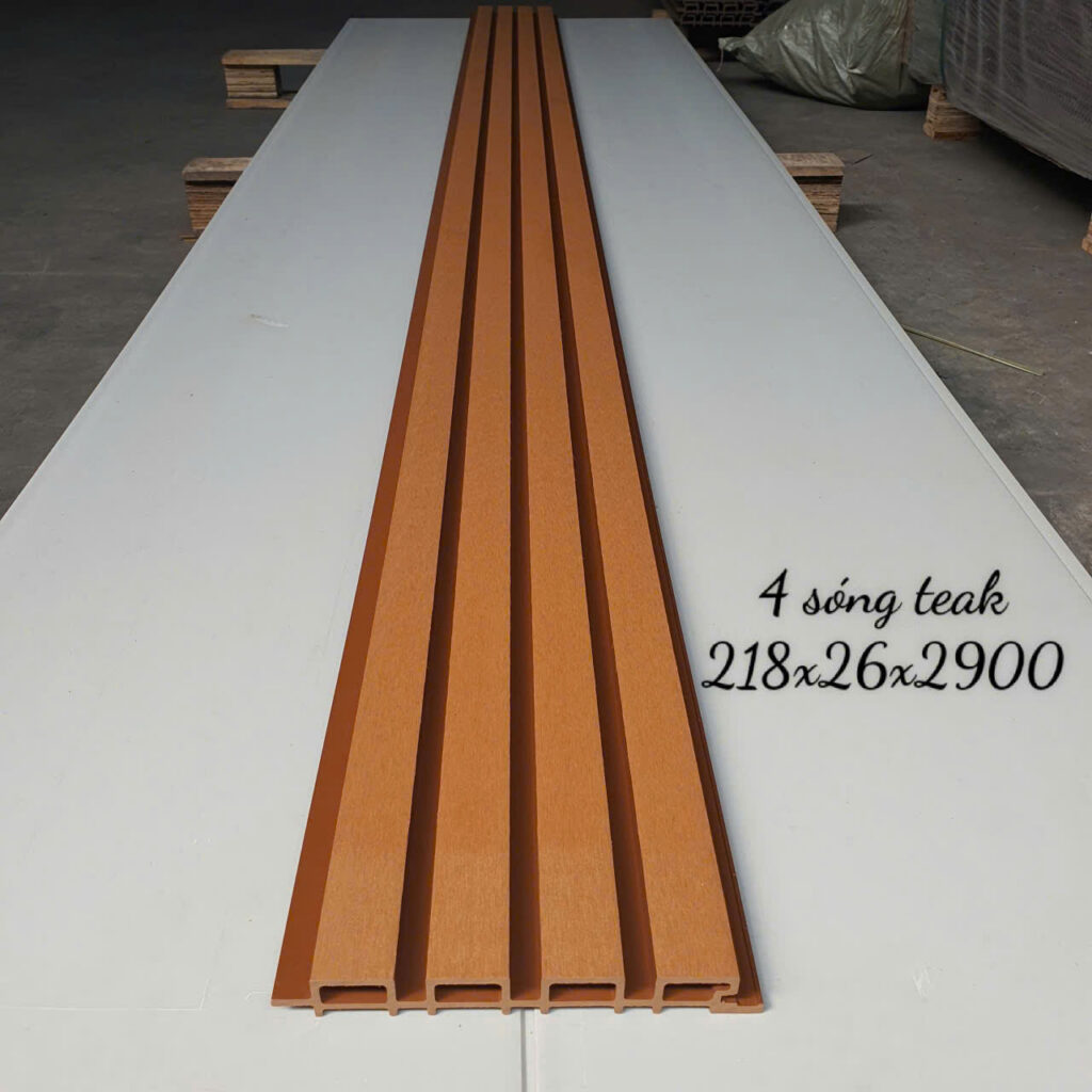 Lam 4 sóng ngoài trời WPC 218×26×2900 mm tông Teak — Nhật Thành Home