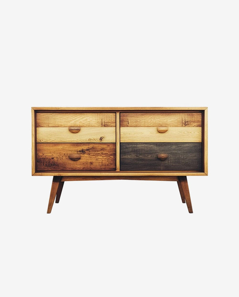 Solid Wood Bedside Cabinet with Two Storage Drawers
