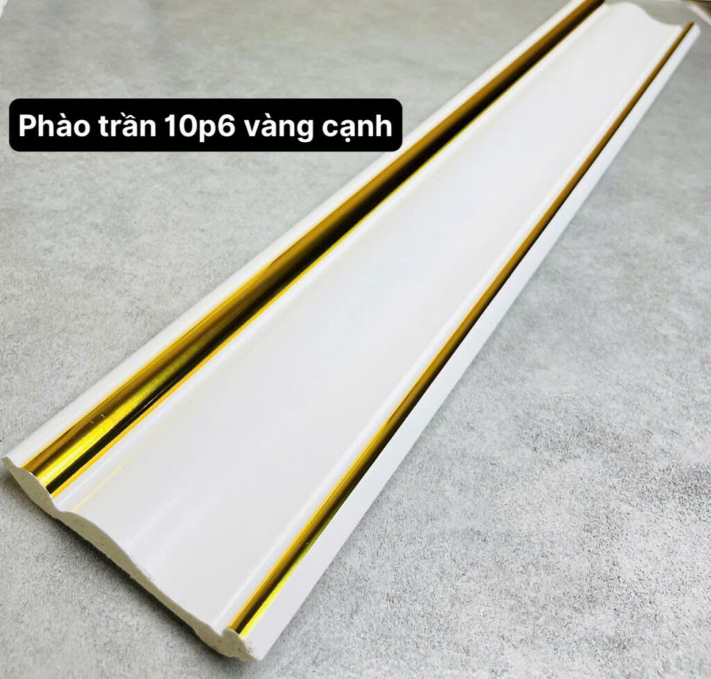 Phào chỉ nhựa PS trắng vàng cạnh 10.6 cm — Nhật Thành Home