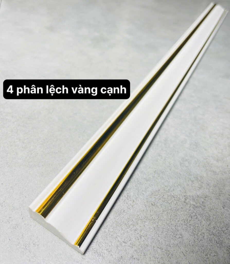 Phào chỉ nhựa PS trắng vàng cạnh 4 cm — Nhật Thành Home