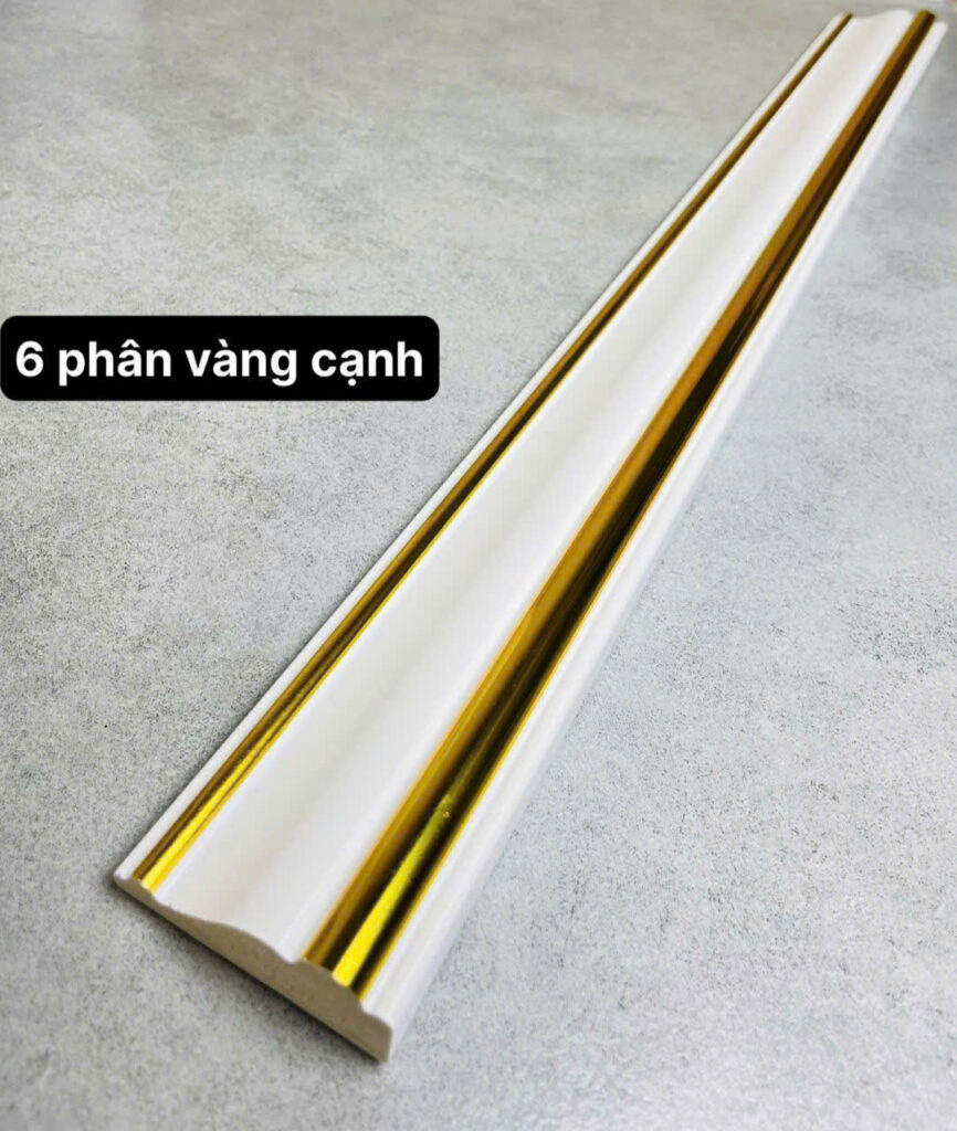 Phào chỉ nhựa PS trắng vàng cạnh 6 cm — Nhật Thành Home
