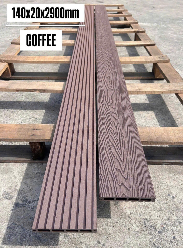 Sàn gỗ nhựa ngoài trời WPC 140×20×2900 mm tông Coffee — Nhật Thành Home