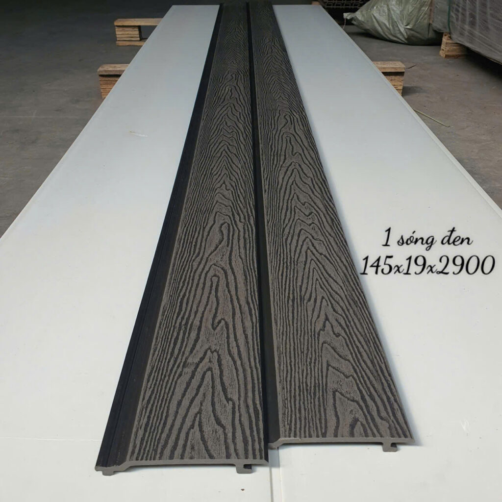 Tấm ốp 1 sóng ngoài trời 3D WPC 145×19×2900 mm tông Đen — Nhật Thành Home