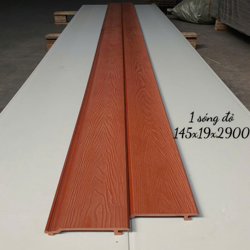 Tấm ốp 1 sóng ngoài trời 3D WPC 145×19×2900 mm tông Đỏ — Nhật Thành Home