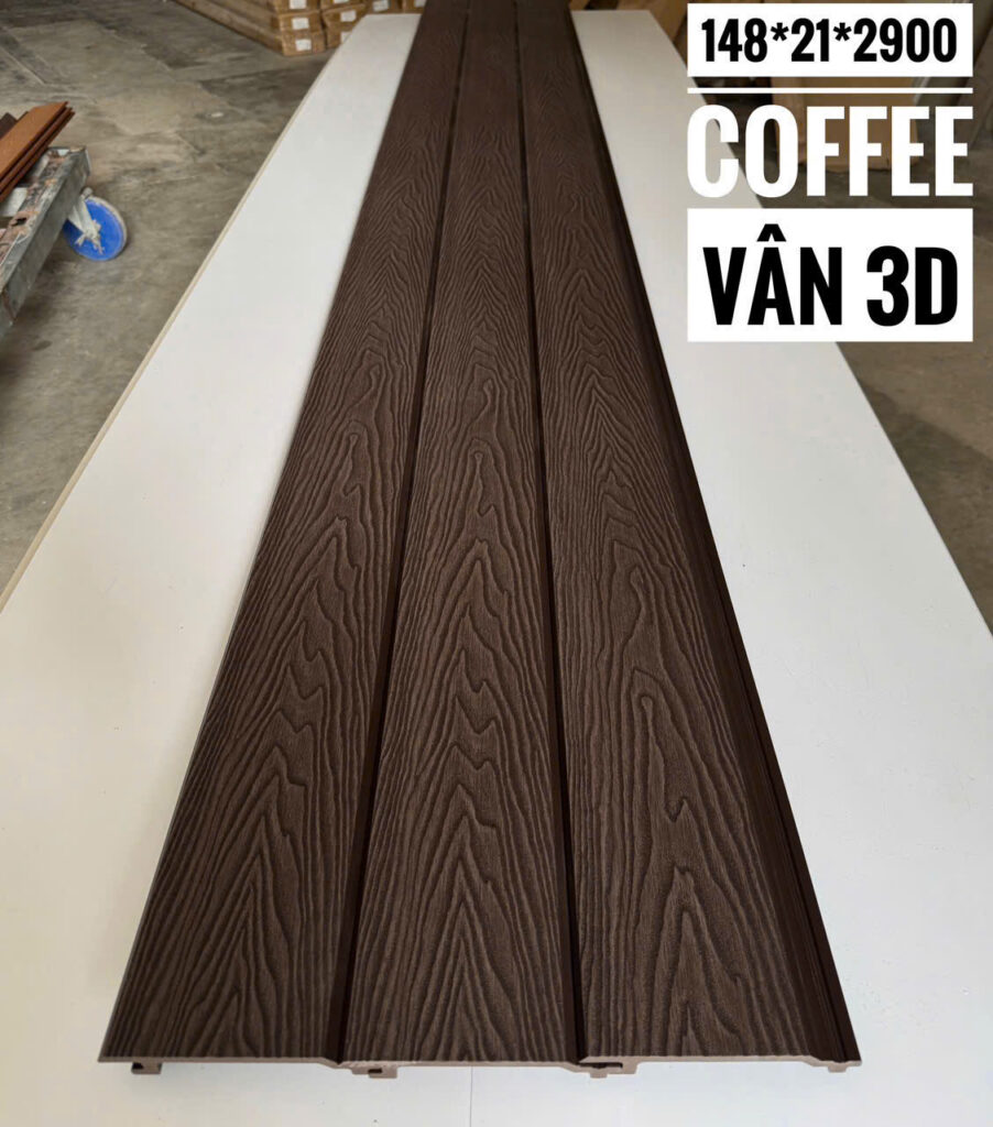 Tấm ốp 1 sóng ngoài trời 3D WPC 148×21×2900 mm tông Cafe — Nhật Thành Home