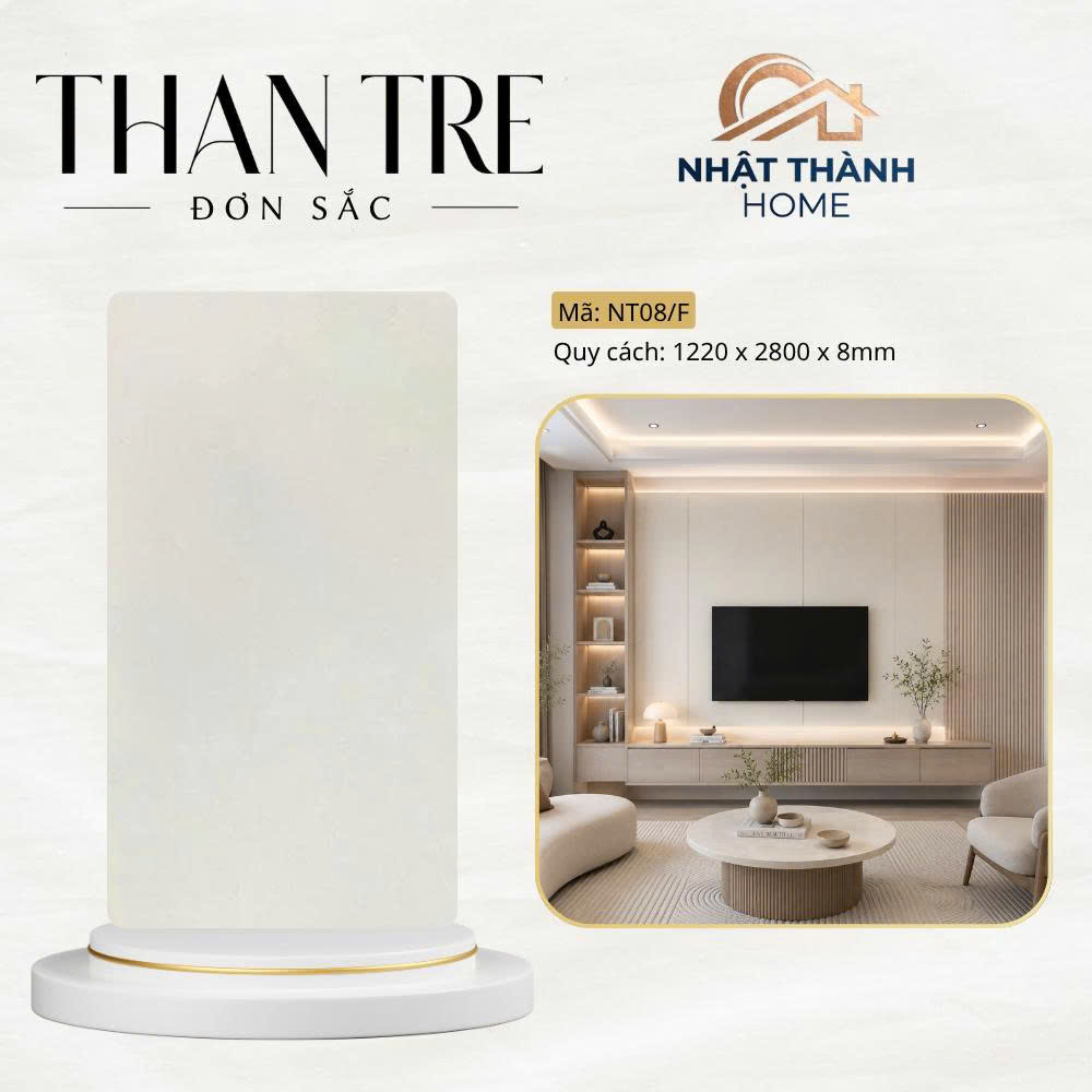 Tấm ốp than tre đơn sắc trắng kem NT08/F