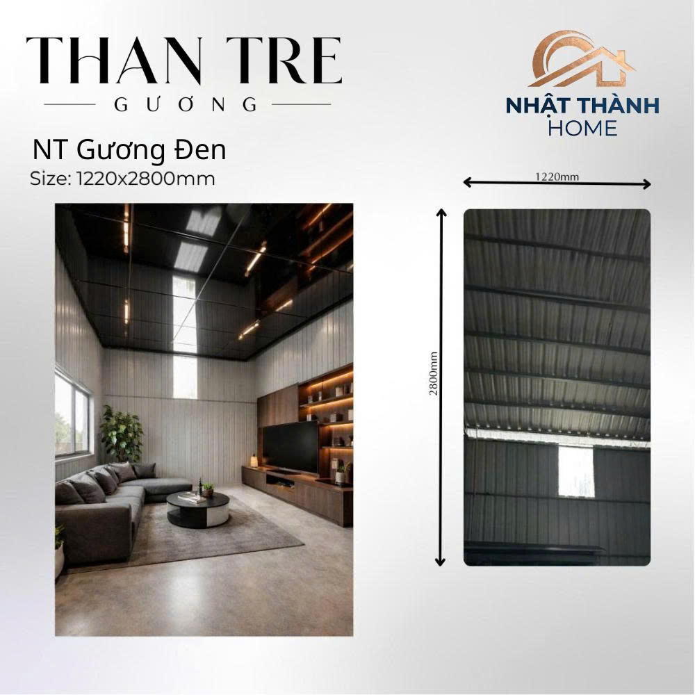 Tấm ốp than tre gương đen — phòng khách