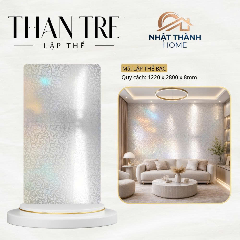 Tấm ốp than tre lập thể bạc