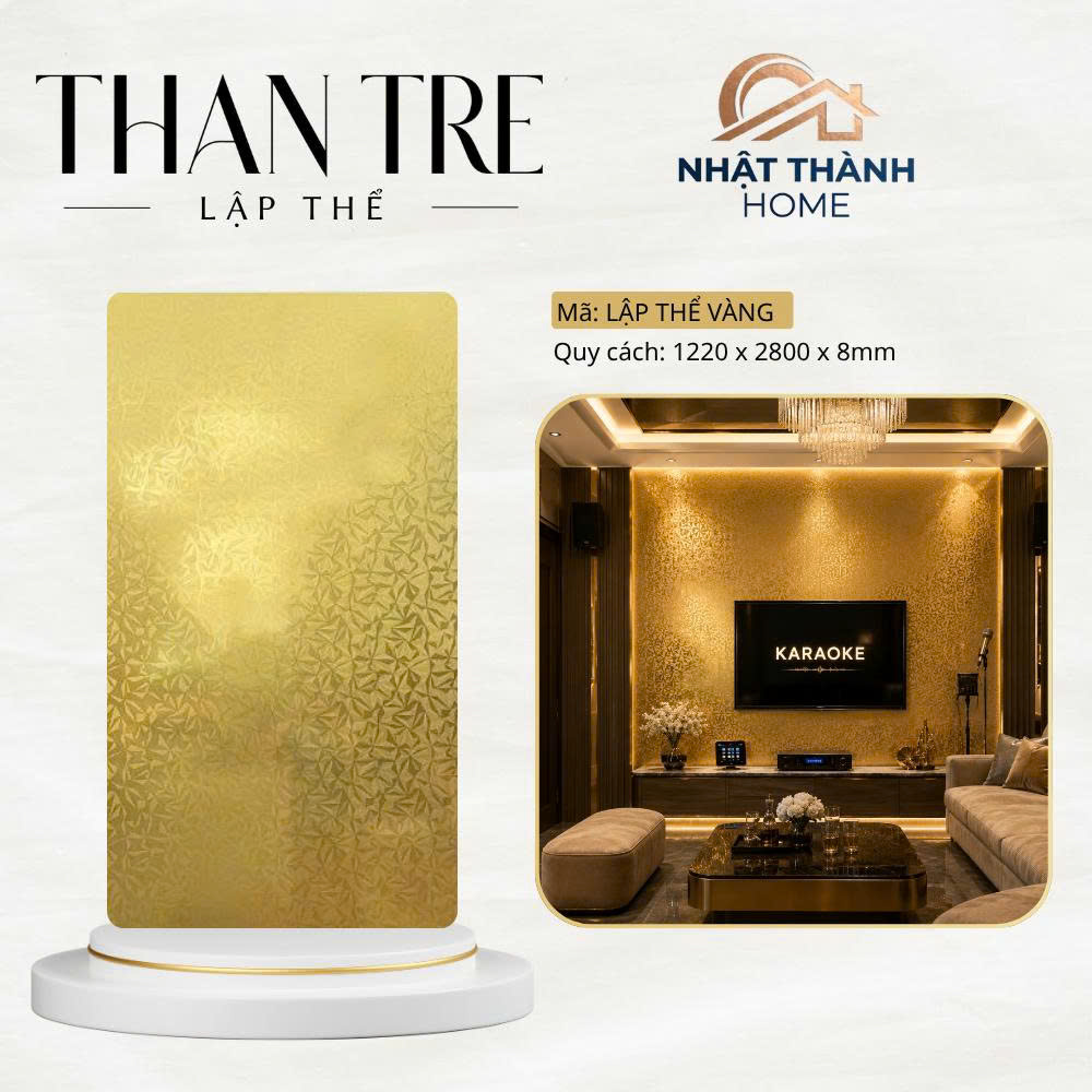 Tấm ốp than tre lập thể vàng
