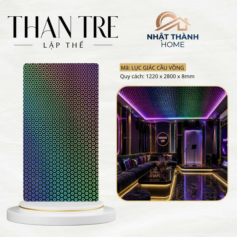 Tấm ốp than tre lục giác cầu vồng