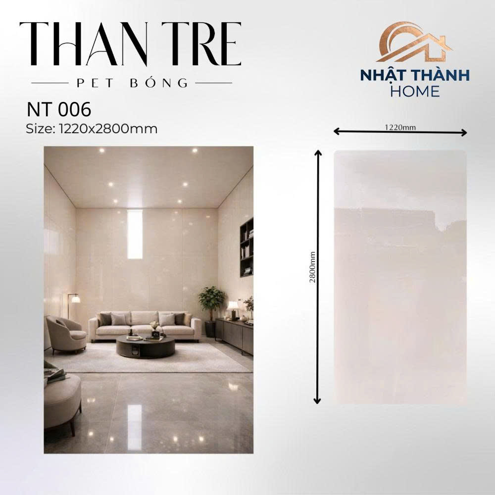 Tấm ốp than tre PET bóng kem NT006