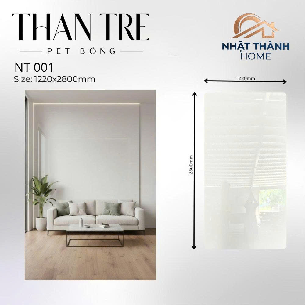 Tấm ốp than tre PET bóng trắng NT001