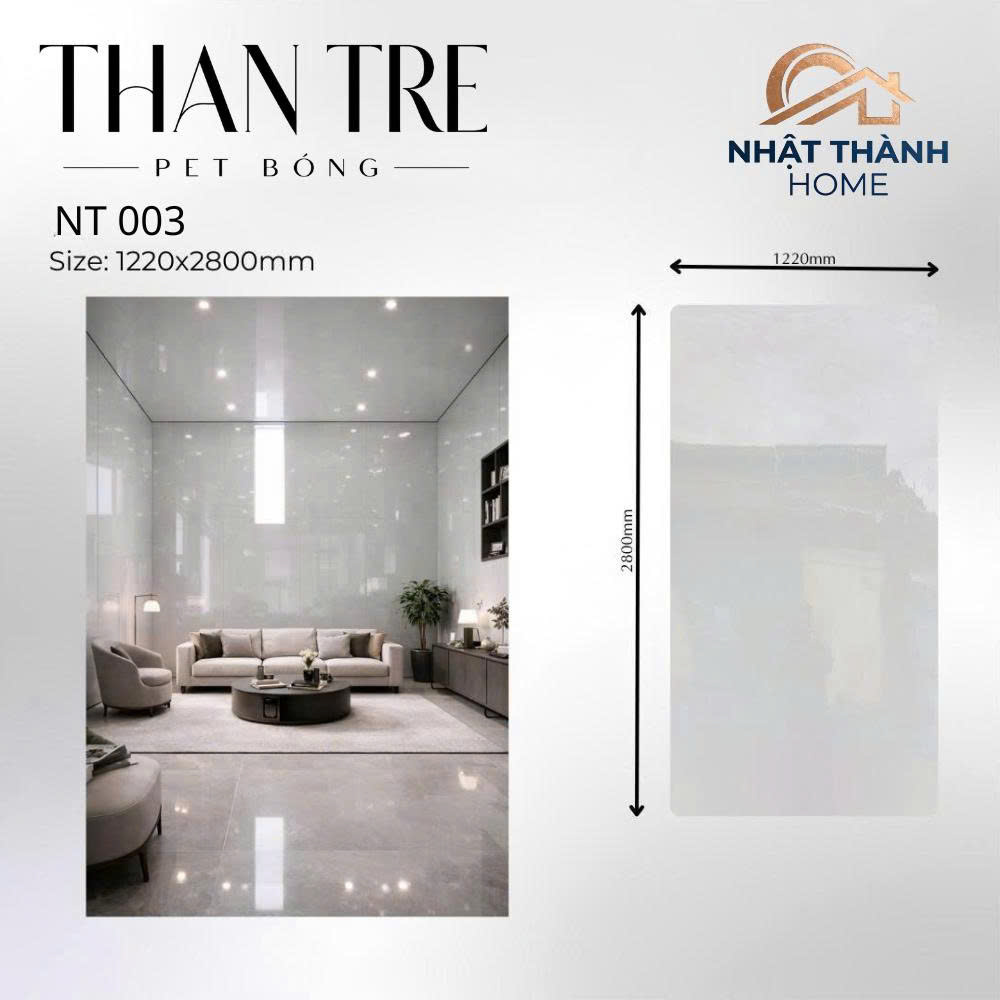 Tấm ốp than tre PET bóng trắng NT003