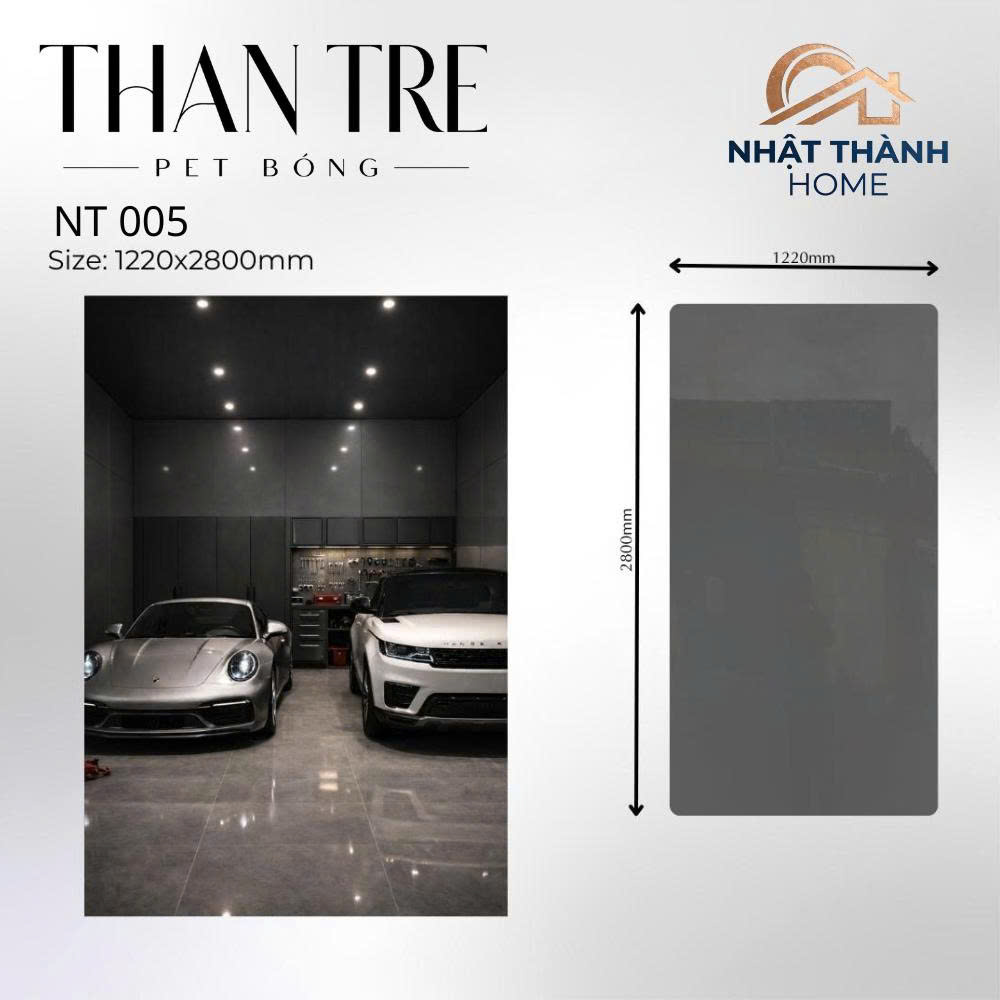 Tấm ốp than tre PET bóng xám đậm NT005