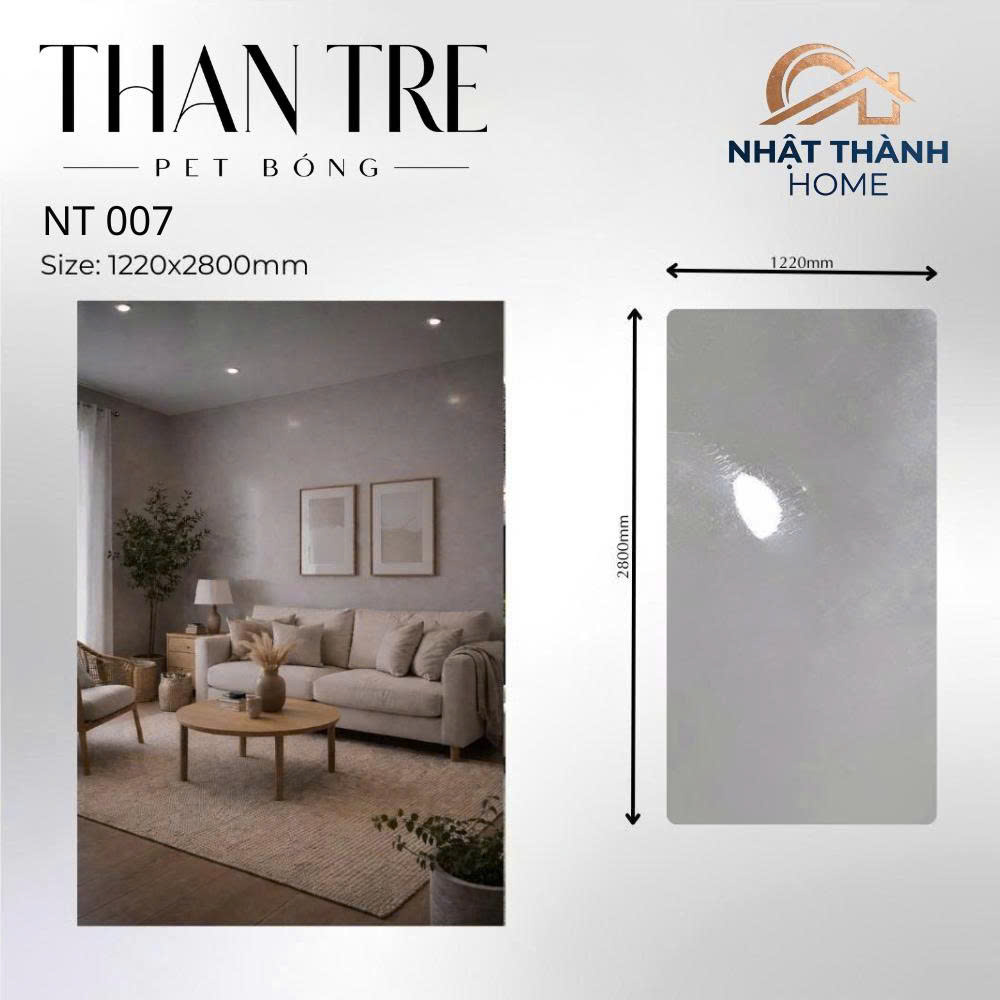 Tấm ốp than tre PET bóng xám NT007