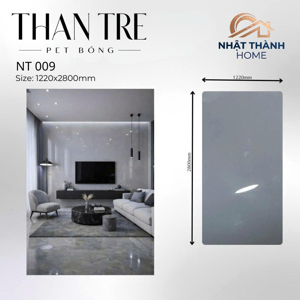 Tấm ốp than tre PET bóng xám NT009