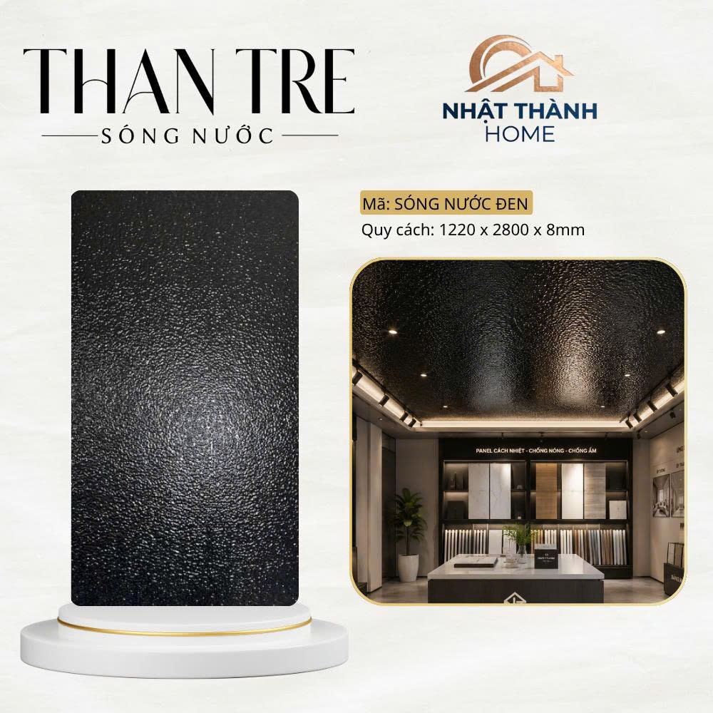 Tấm ốp than tre sóng nước đen