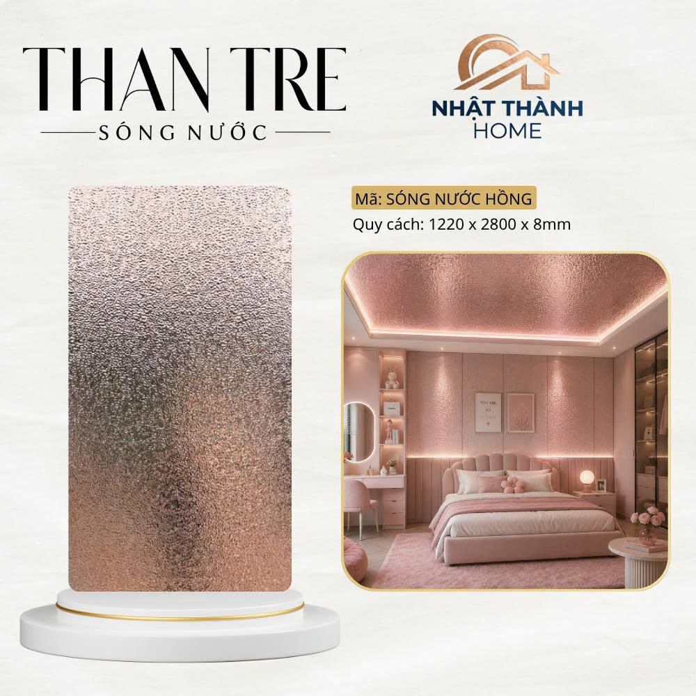 Tấm ốp than tre sóng nước hồng