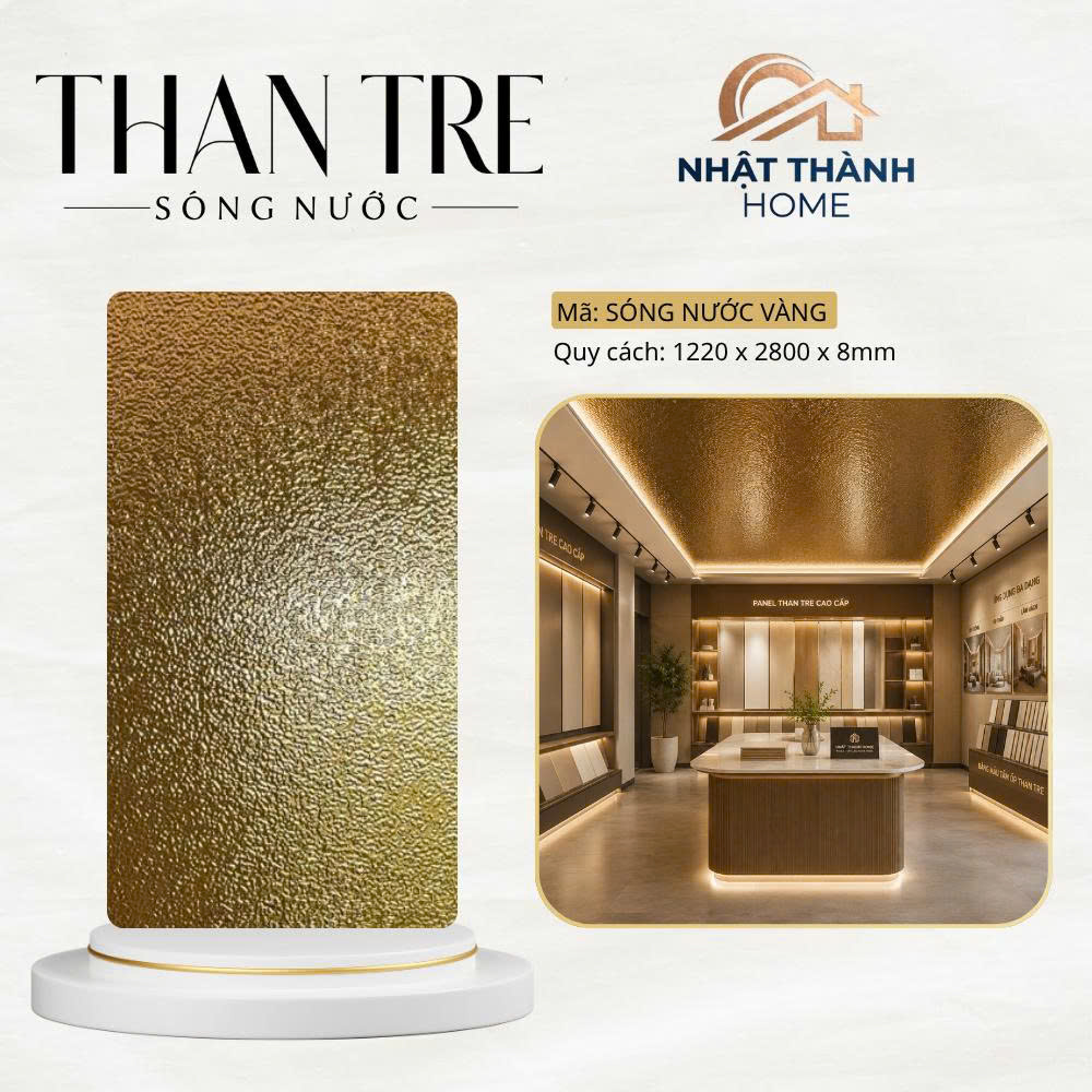 Tấm ốp than tre sóng nước vàng
