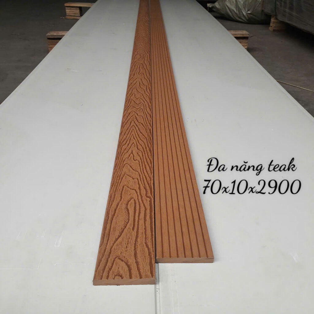 Thanh đa năng bản nhỏ WPC 70×10×2900 mm tông Teak — Nhật Thành Home